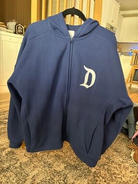 Disney Navy Blue Zip-Up Hoodie with White 'D' Logo